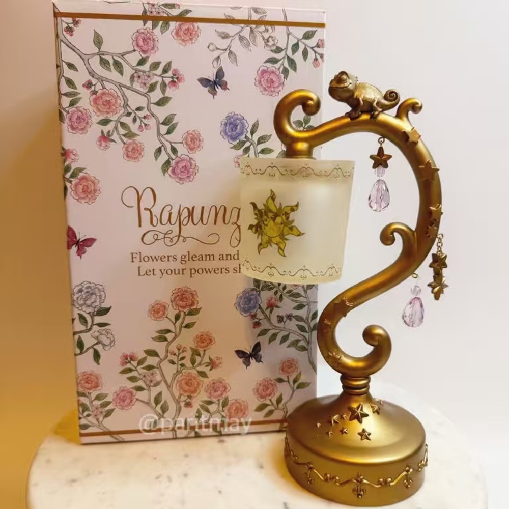 Disney Gold Rapunzel Lamp with Floral Accents
